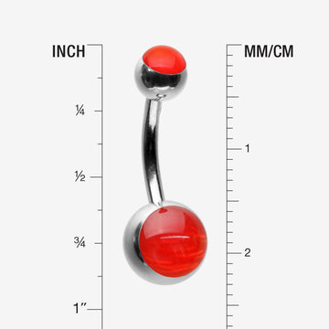 Detail View 1 of Iridescent Holographic Sparkle Belly Button Ring-Red